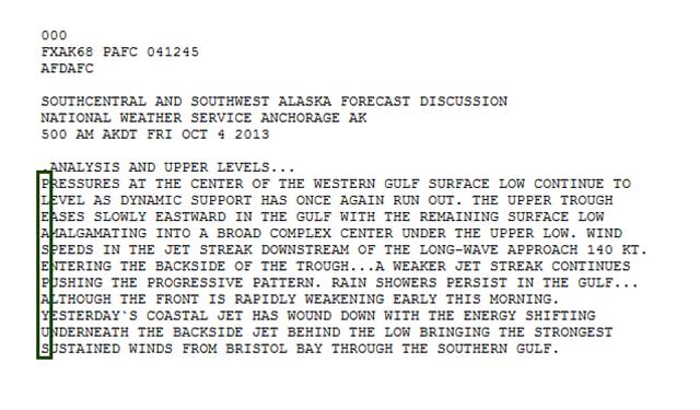 Encoded message from weathermen in Alaska (http://www.powder.com/stories/skiing-and-the-shutdown/) 